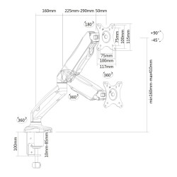 Monitorhalterung für 13-27 Zoll Diagonale, verstellbar mit Gasfeder, VESA-Standard SolidHand-SG01