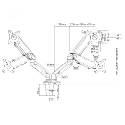 Doppelmonitor-Tischhalterung für 13-27 Zoll Bildschirmdiagonalen mit Gasdruckfeder SolidHand-SG02