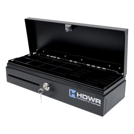 Große, abschließbare Geldkassette mit Organizer, 8 Fächer für Münzen und Banknoten, securePRO-460