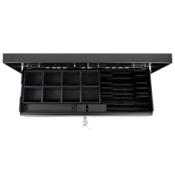 Kassenkassette, länglich und von oben zu öffnen, mit Organizer, 8 Fächer für Münzen und Banknoten, securePRO-460