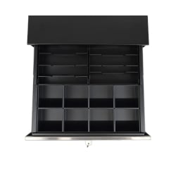 Schublade für Münzen und Banknoten, 2 x 8 Fächer, geräumig, schwarz mit silberner Front, securePRO-415S