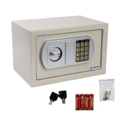 Elektronischer Mini-Tresor mit PIN-Code und Schlüssel für Geld, Dokumente, Schmuck, aus Stahl, robust, SecureBox-30