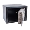 Ein robuster Tresor mit PIN-Code und herkömmlichem Schlüssel sowie LCD-Bildschirm, der solide SecureBox-25