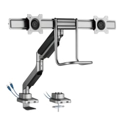 Ständer für 2 Monitore mit einer Diagonale von 17-32 Zoll, 2 USB-Anschlüsse im Sockel, mit Gasdruckfeder SolidHand-BM02U