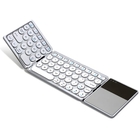 Doppelt faltbare Tastatur mit Touchpad und Bluetooth für Laptop, Tablet, QWERTY-Layout TyperCLAW-BS120