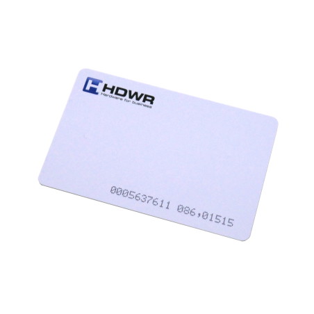 RFID-Näherungskarte 125 kHz, kodiert, weiß glänzend mit HDWR-Logo, bedruckbar HD-RPC01