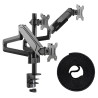 Set - Schreibtischhalterung für 3 Monitore 17-27 Zoll SolidHand-AS03 + Klettkabelbinder SolidHand-CM01T