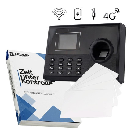 Set: Zeiterfassungsgerät TimeLok-400 mit 10 RFID-Karten 13,56 MHz und E-Book „Zeit unter Kontrolle“