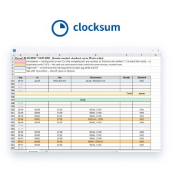 ClockSum – Stundenaufstellung der Mitarbeiter in Excel