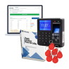 Set: Zeiterfassungsgerät CTR10 mit 10 RFID-Schlüsselanhängern HD-RKF07R, E-Book „Zeit unter Kontrolle“ und Programm ClockSum